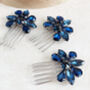 Navy Blue Crystal Hair Comb Set, thumbnail 1 of 5
