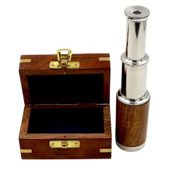Six Inch The Westminster Chrome And Wood Telescope, 2 of 6