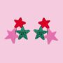 Colourful Statement Star Earrings In Emerald Acrylic, thumbnail 3 of 5