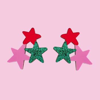 Colourful Statement Star Earrings In Emerald Acrylic, 3 of 5