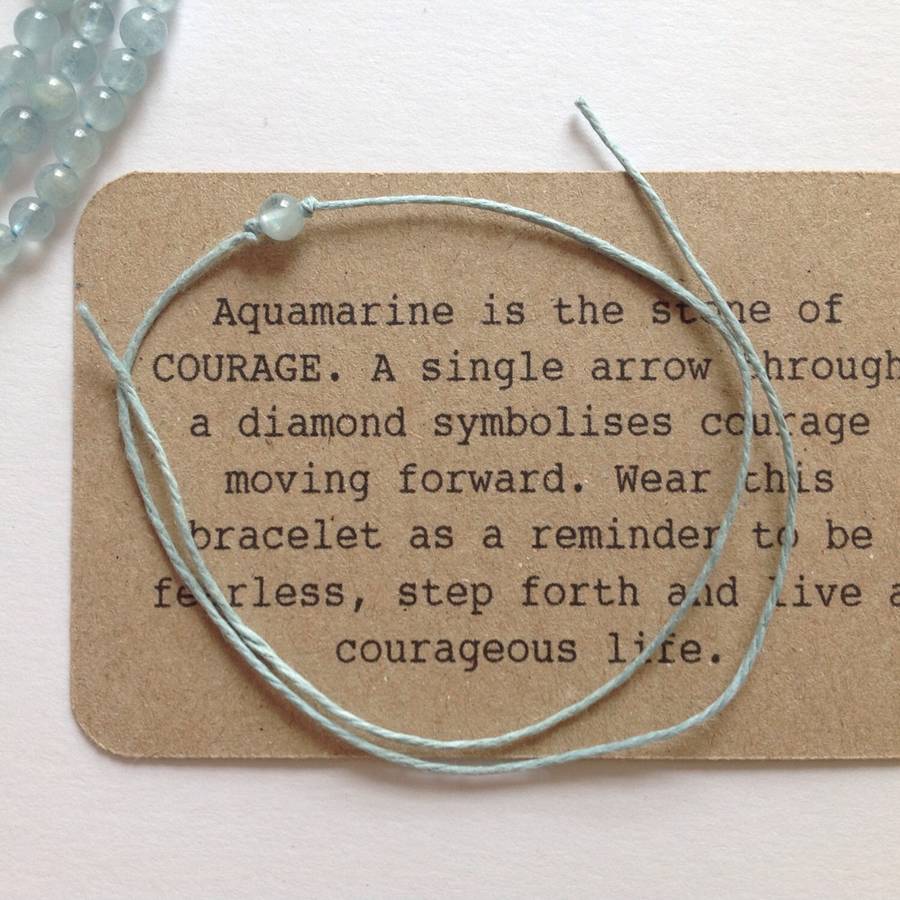 Aquamarine Gemstone Hemp Wish Bracelet By Wish Charms ...