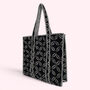 Black And White Block Print Cotton Quilted Tote Bag, thumbnail 4 of 4