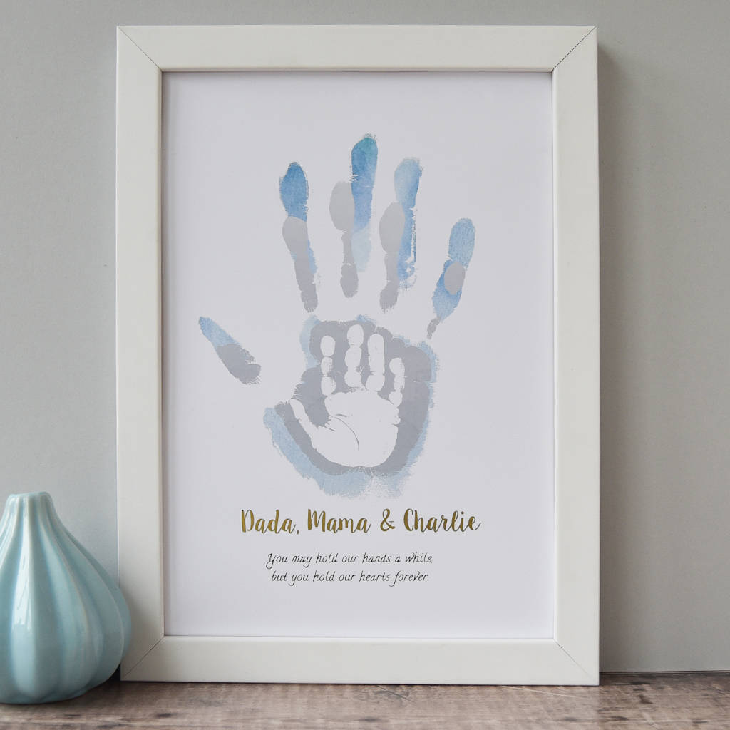 Personalised Daddy Mummy And Child's Handprint Print By Hold Upon Heart 