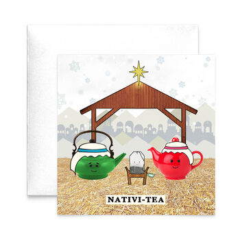 'Nativi Tea' Funny Tea Christmas Card, 2 of 2