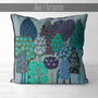 Serene Forest Blues, Mid Century Style Cushion, thumbnail 5 of 9