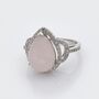 Pear Drop Rose Quartz Silver Statement Ring, thumbnail 1 of 3