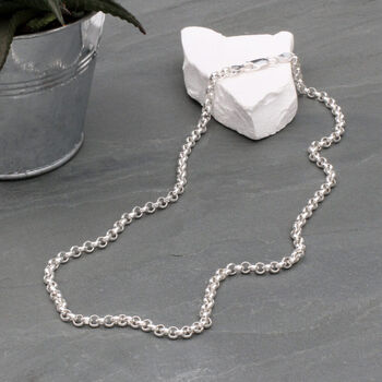 Men's Sterling Silver Round Belcher Chain Necklace, 2 of 3