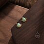 Sterling Silver Droplet Green Opal Crown Stud Earrings, thumbnail 4 of 10