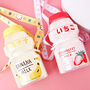 Kawaii Yogurt Style Water Bottle With Carry Strap, thumbnail 1 of 11