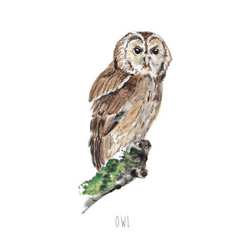 Personalised Owl Watercolour Art Print, 2 of 5