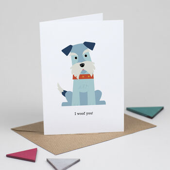 Schnauzer Dog Valentines Card 'I Woof You', 4 of 5