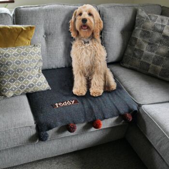 Personalised Leather And Knitted Dog Cat Blanket, 11 of 11