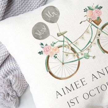 Personalised Just Married Bicycle Cushion, 2 of 3
