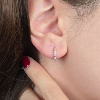 Alexandrite June Birthstone Small Huggie Hoop Earrings, 2 of 5