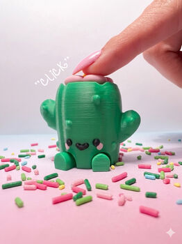 Cute Cactus Fidget Clicker Keychain | Desktop Mechanical Switch Bag Charm | Calming Sensory Office Desk Accessory, 5 of 6