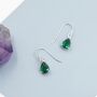 Sterling Silver Emerald Green Pear Cut Cz Drop Earrings, thumbnail 1 of 10