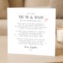 For Mum And Dad On My Wedding Day Personalised Card, thumbnail 1 of 3