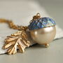 Royal Blue Pearl Gold Acorn Earrings, thumbnail 9 of 12