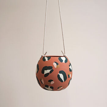 Leopard Print Round Hanging Plant Pots, 8 of 10