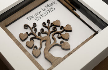 Personalised 5th Wood Anniversary Gift • Wooden Tree Keepsake Small Frame, 4 of 4