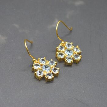 Blue Topaz Gold Dangle Earrings, 3 of 8