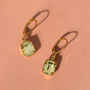 Lime Baguette Huggie Hoop Earrings, thumbnail 1 of 5
