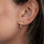 Bow Birthstone Earrings Gold Plated, thumbnail 5 of 11