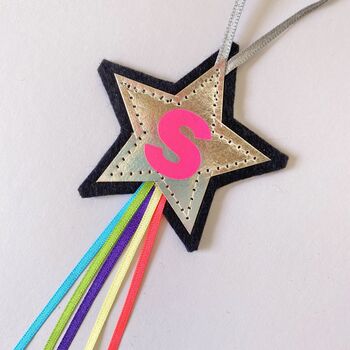 Vegan Leather Small Personalised Star Hanging, 4 of 6