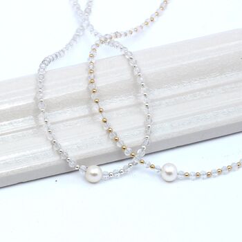 Adjustable Mini Gem Beaded Necklace On Silver Or Gold Vermeil, 11 of 12