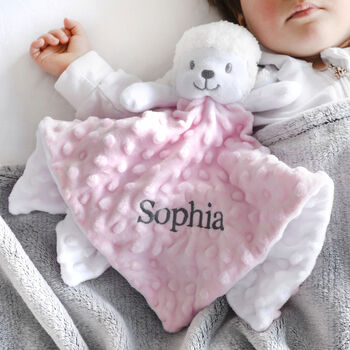 Personalised Pink Sherpa Blanket And Lamb Comforter Set, 3 of 8