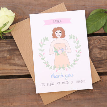 Bridesmaid Personalised Thank You Or Will You Be Card, 4 of 7