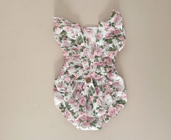 Lillie All In One Baby Romper In Liberty Rose, 2 of 2