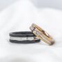 Stainless Steel Couple Black Gold Band Promise Ring Set, thumbnail 1 of 5