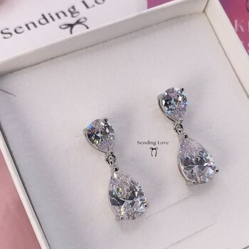 Sparkling Drop Earrings Elegant Bridal Earrings, 2 of 5