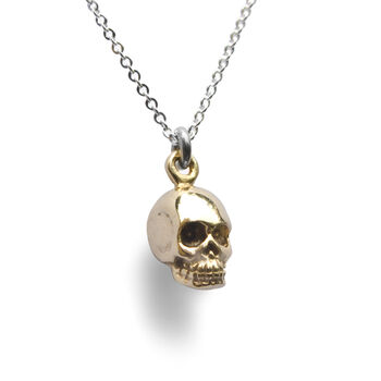 Gold Plated Skull Memento Mori Charm Necklace, 3 of 4