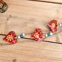 Hand Painted Red Yellow Hanging Heart Bells Wind Chime, thumbnail 11 of 12
