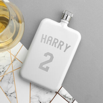 Personalised Slimline Shirt Number Hip Flask, 7 of 10