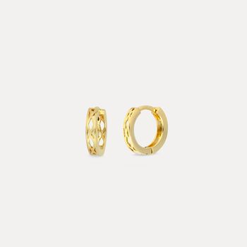 18 K Gold Patterned Huggie Hoop Earring For Men, 6 of 8