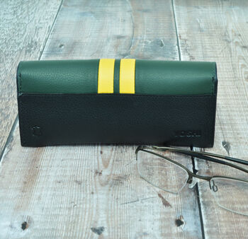 No82 Racing Stripe Green Leather Glasses Case, 3 of 4