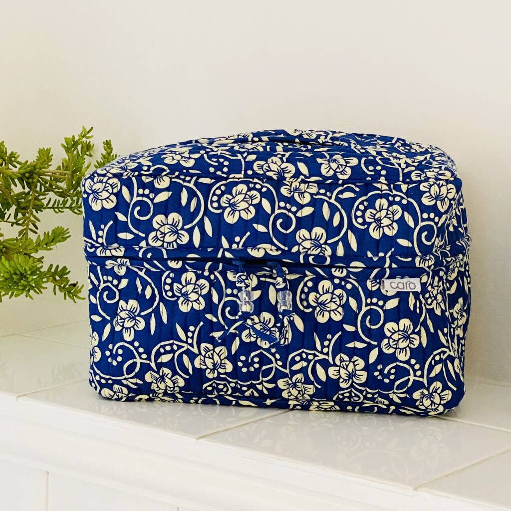 Blue Bloom Floral Print Vanity Bag, 1 of 4