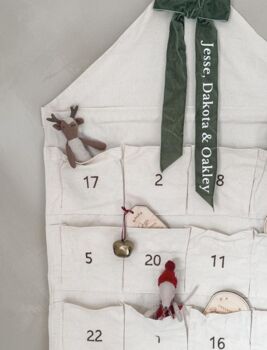 Personalised Canvas Advent Calendar Velvet Bow, 5 of 11