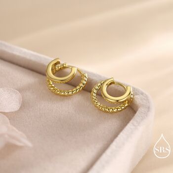 Single Piercing Double Hoop Effect Earrings In Sterling Silver, 6 of 11