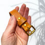 Skinny Italian Leather Belt In Turmeric Yellow, thumbnail 3 of 6