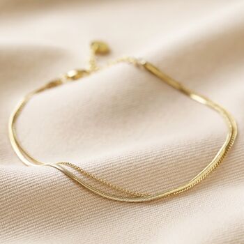 Gold Plated Stainless Steel Double Snake Chain Anklet, 3 of 6