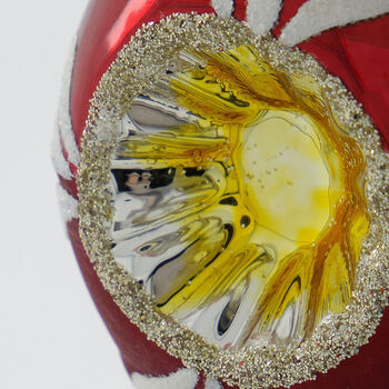 Vintage Teardrop Red And Gold Glass Baubles Box Of Four, 3 of 5