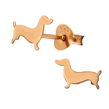 Sausage Dog Rose Gold Earrings, 5 of 7