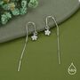 Sterling Silver Cz Flower U Shape Threader Earrings, thumbnail 7 of 11