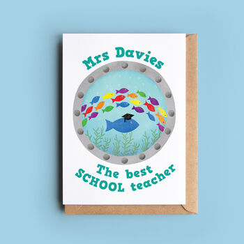 'Rainbow School Of Fish' Personalised Teacher Card, 2 of 3