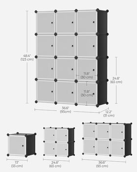 12 Cube Storage Unit Rack Stackable Closet Cabinet With Doors, 2 of 7