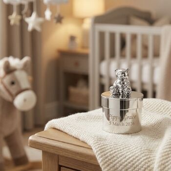 Personalised Teddy Bear Trinket Christening Baby Gift, 3 of 10